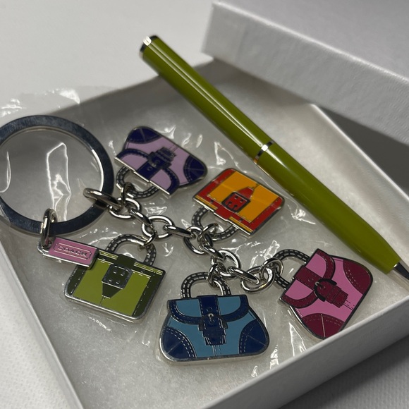 Coach Colorful Bag Charm Keychain and Green Coach Pen Set - Picture 5 of 5